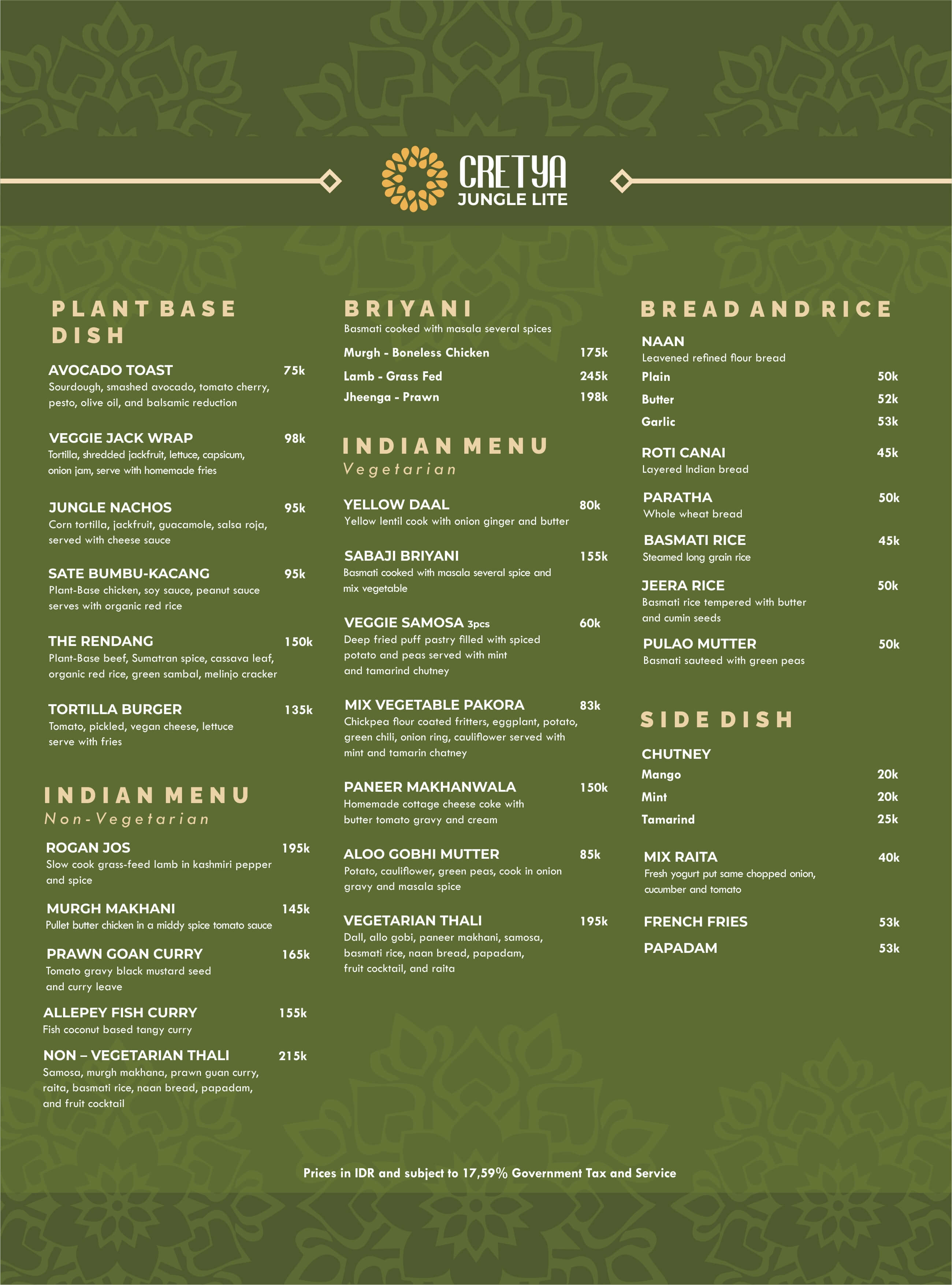 menu