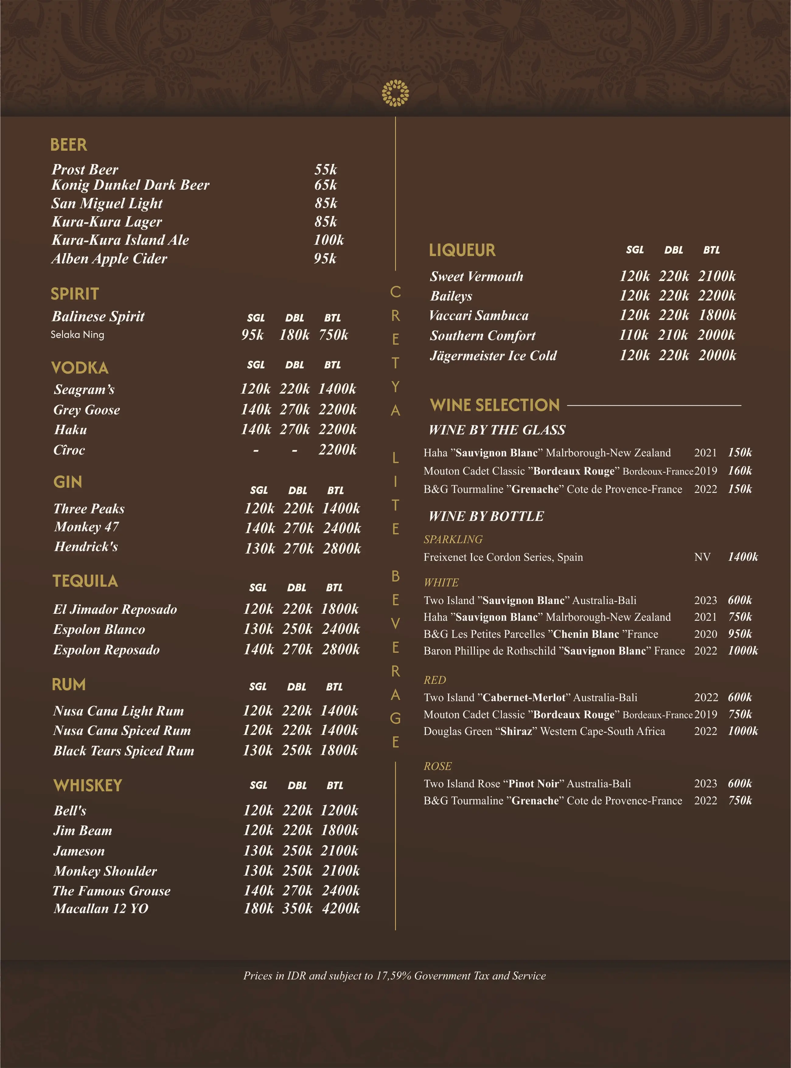 menu